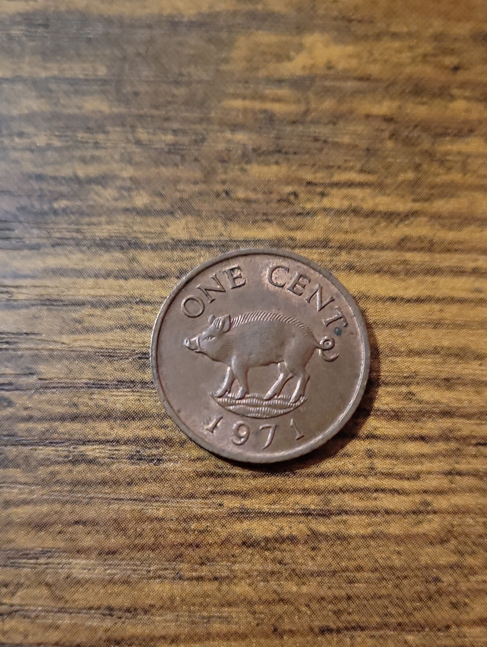 1971 Bermuda Copper One Cent Coin- Brown